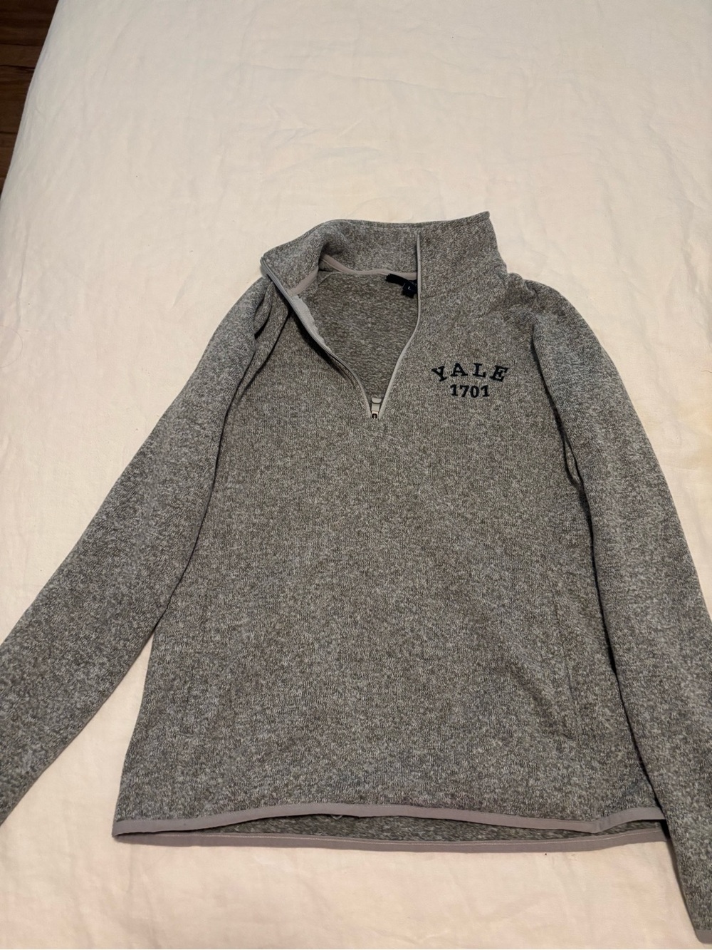 League Men's Gray Yale 1701 Half-Zip Sweater